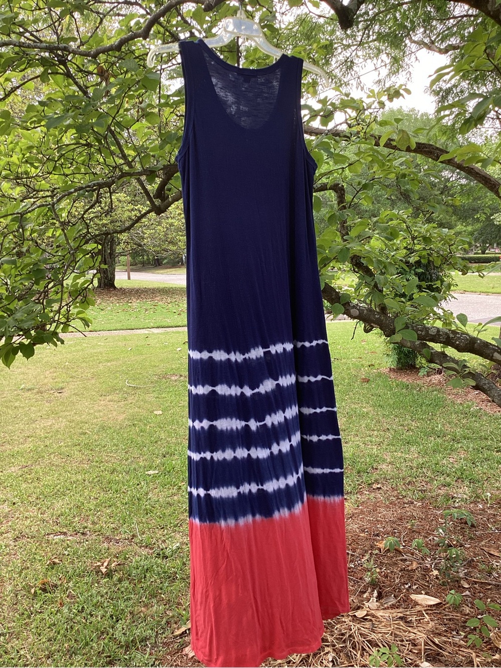 A Girls Favorite Dress Sleeveless Navy and Coral Tie-Dye Maxi Dress - Picture 5 of 9